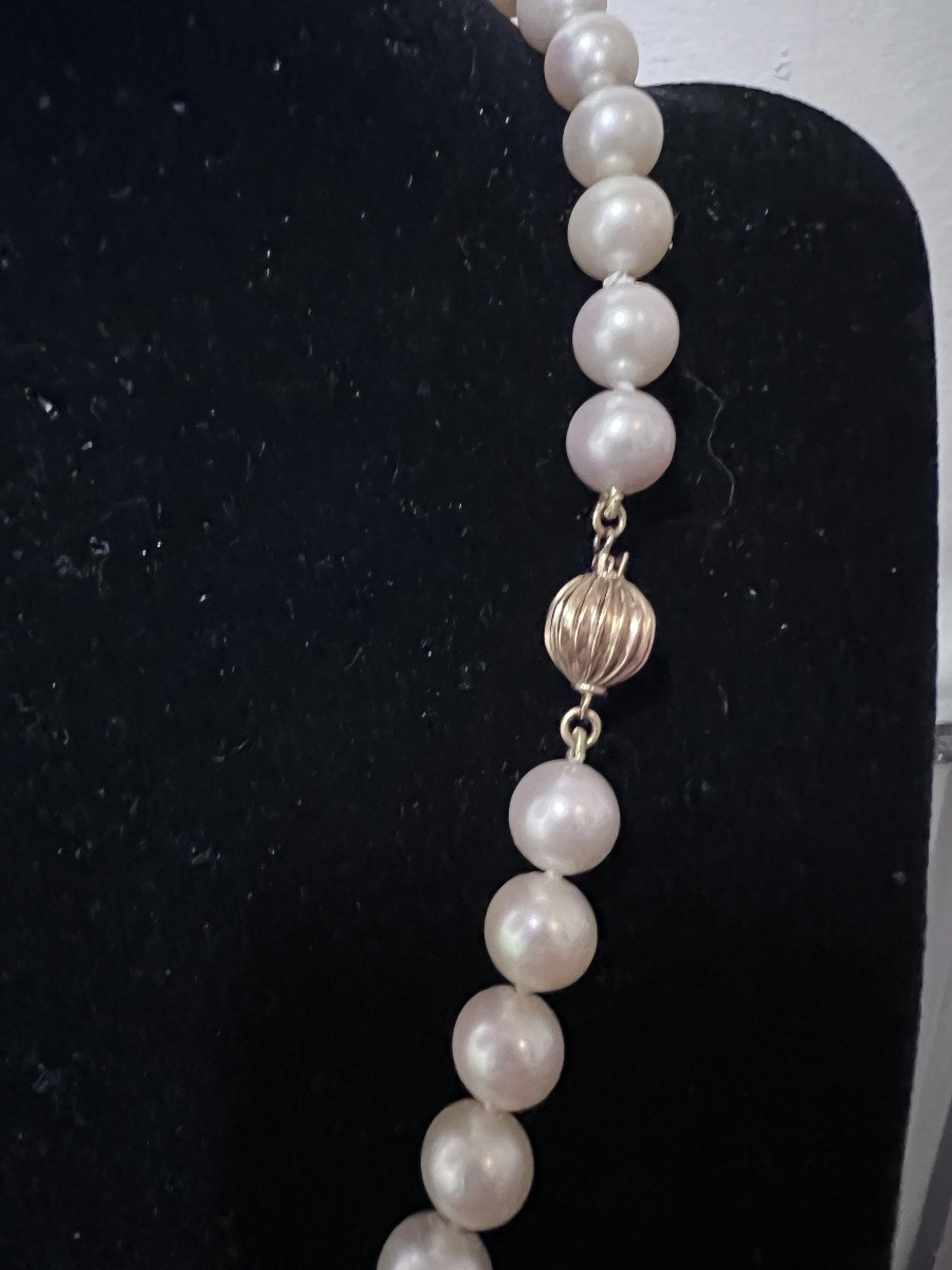 Choker Necklace 49 Akoya Cultured Pearls 18k Gold Clasp 43.5 Cm-photo-4