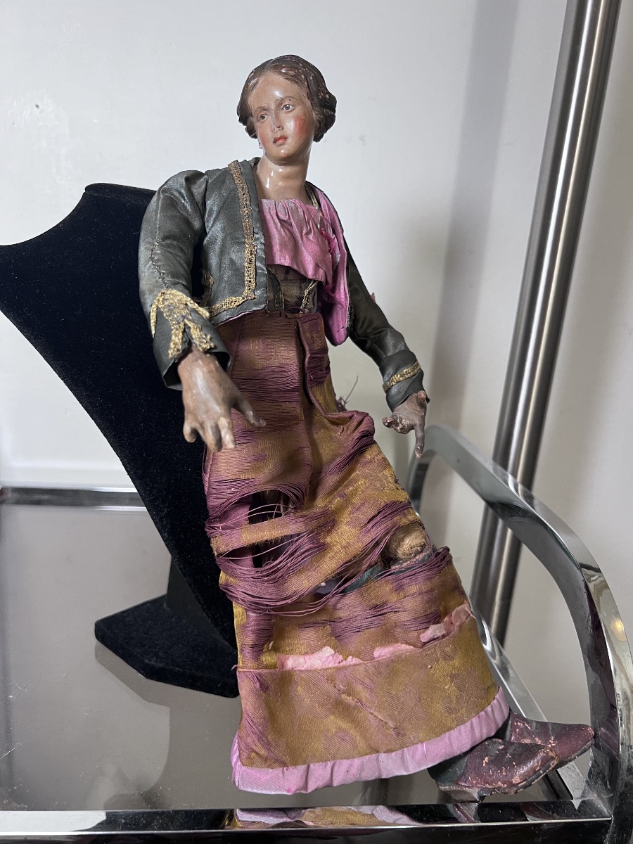 Neapolitan Santon Italy 18th Century Nativity Scene Woman-photo-1