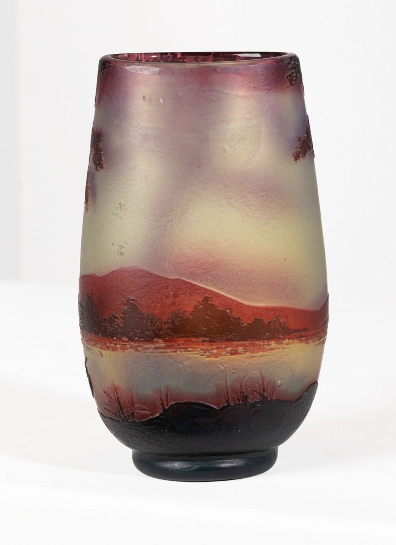Glass Paste Vase Devez Art Nouveau Art Déco ( Gallé Daum )-photo-2