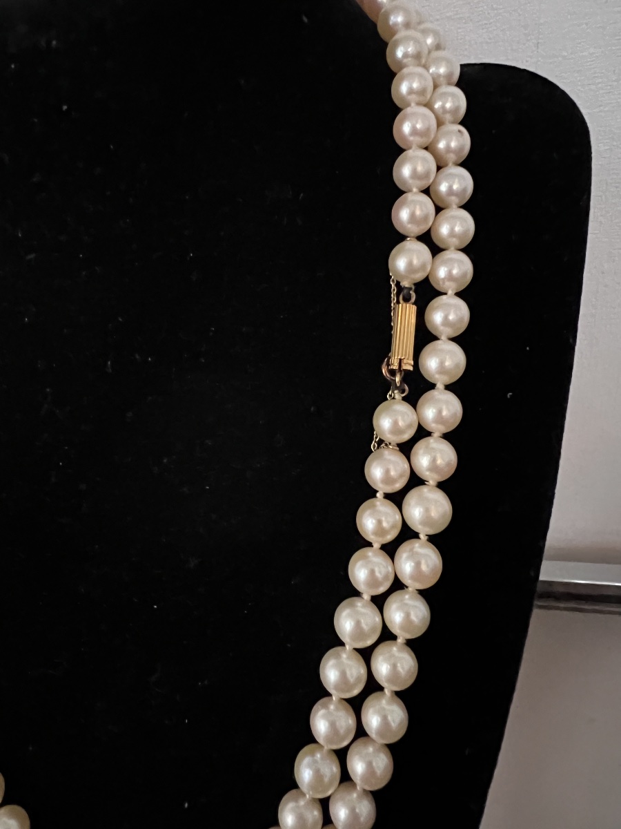 Necklace 128 Cultured Pearls In Choker 18k Gold Clasp 102 Cm-photo-3