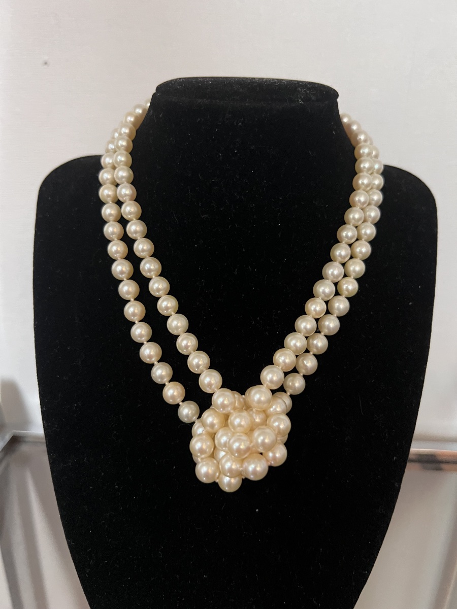 Necklace 128 Cultured Pearls In Choker 18k Gold Clasp 102 Cm-photo-4