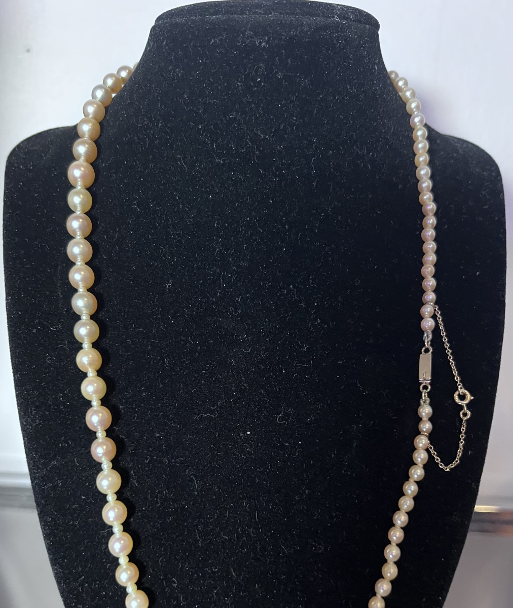Collier grandes et petites perles de culture fermoir or 18K 55,5 cm-photo-3