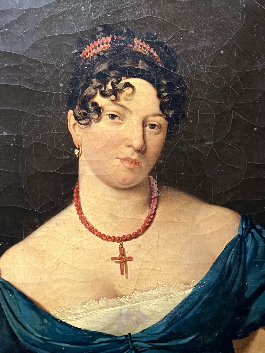 Portrait Painting In The Elegant French Style, Early 19th Century, Oil On Canvas-photo-2