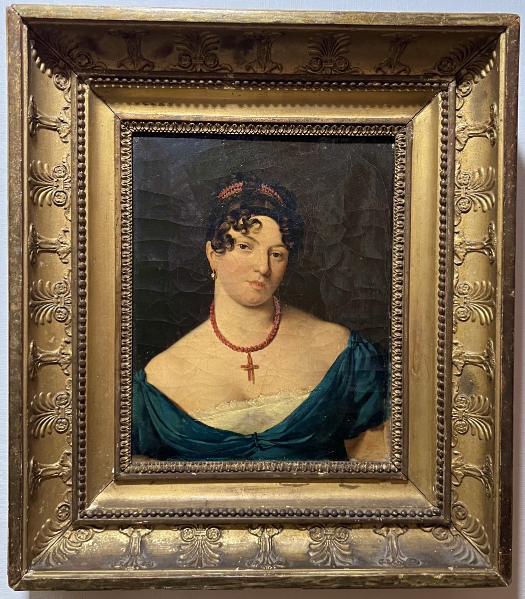 Portrait Painting In The Elegant French Style, Early 19th Century, Oil On Canvas
