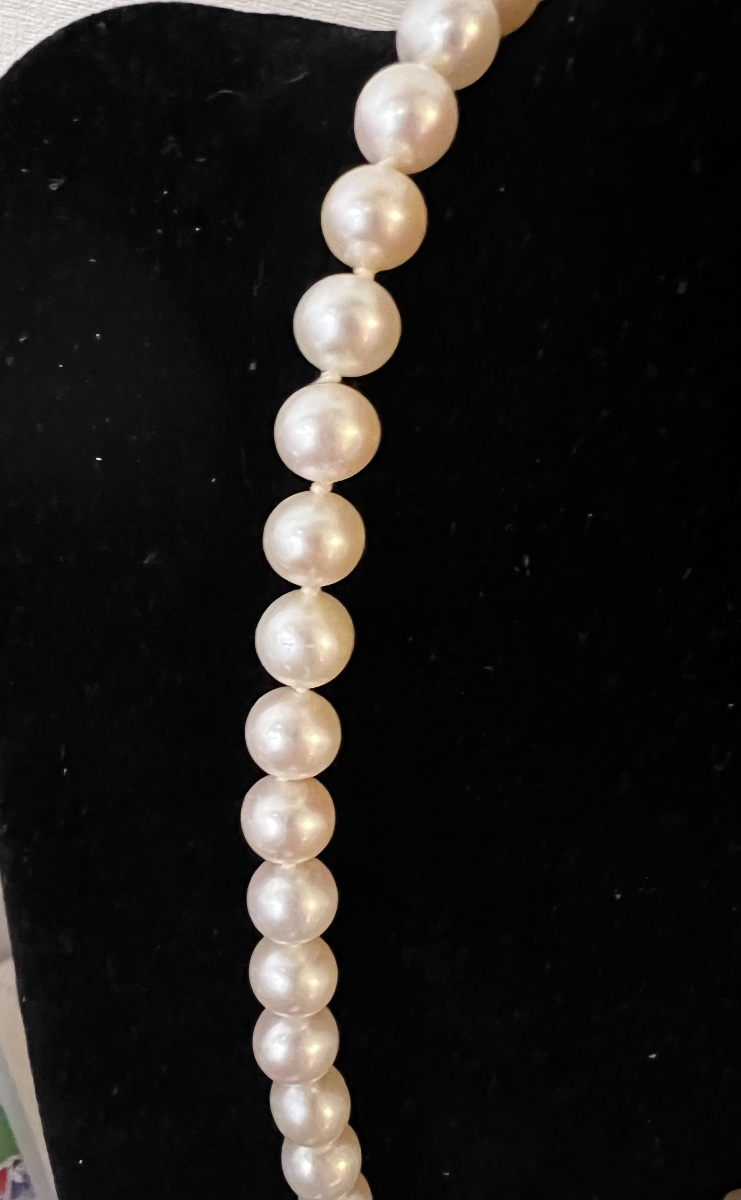 Collier choker 52 perles rondes de culture grand fermoir or 18K 46 cm-photo-2