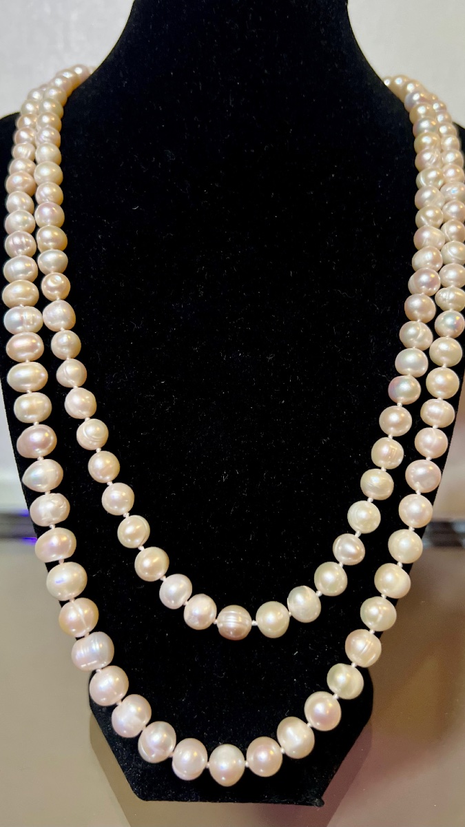 Long Necklace With 145 Cultured Pearls, Approximately 120 Cm