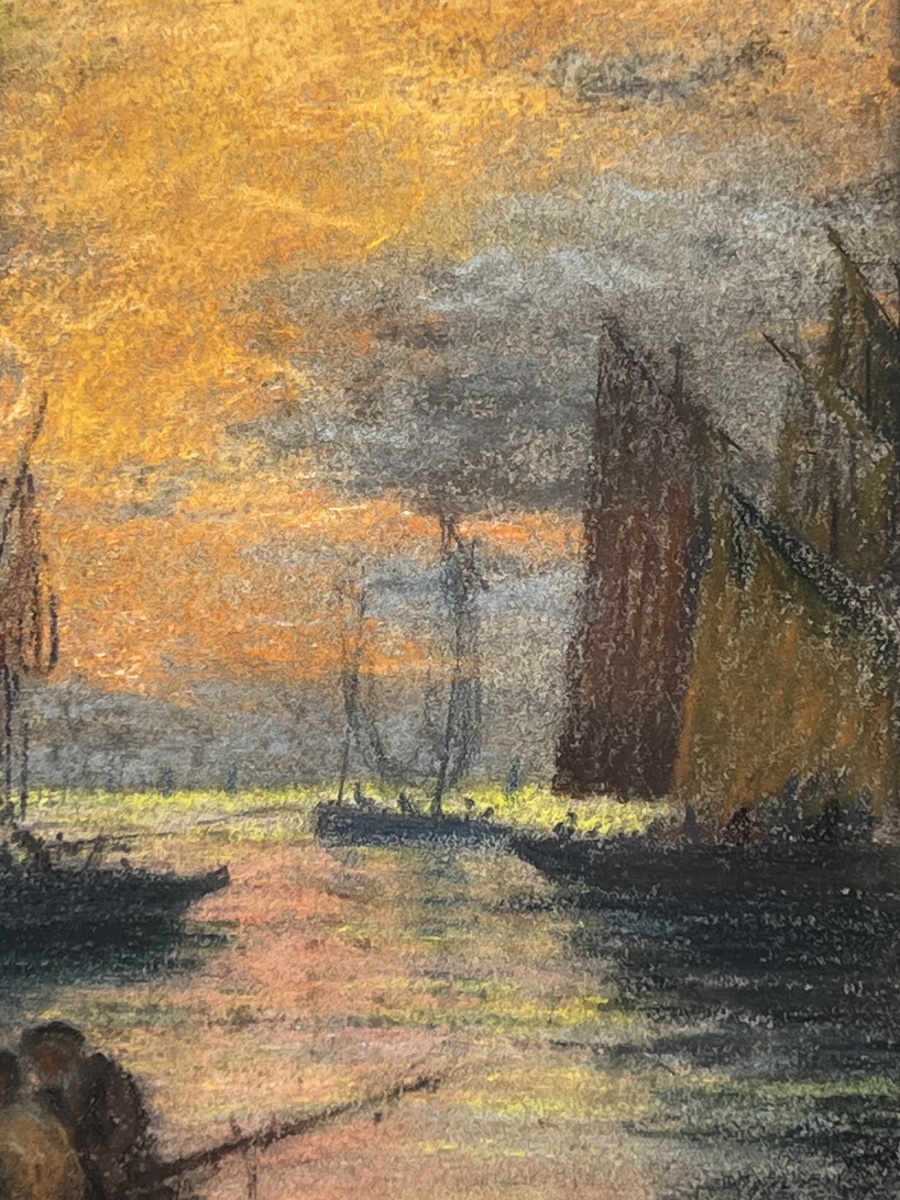 Fernand Legout-gérard, Pastel Painting, Brittany Seascape-photo-4