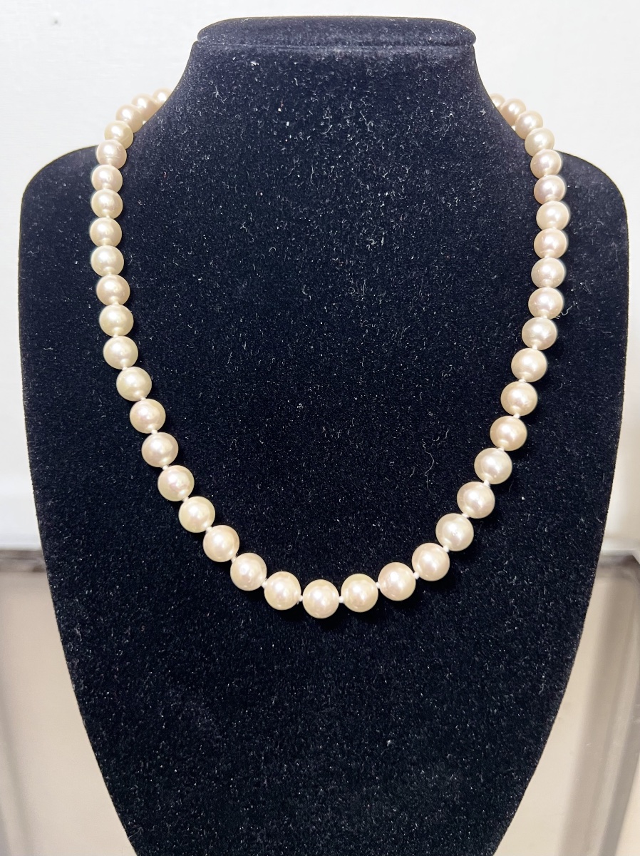 Collier choker 51 perles de culture AKOYA  fermoir or 18k 44,5 cm-photo-3