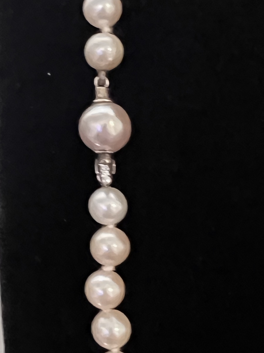 Sautoir Grand collier 93 perles de culture en chute fermoir perle et or 18K 74 cm-photo-2