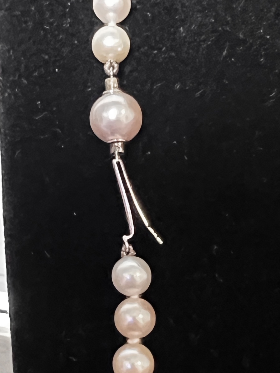 Sautoir Grand collier 93 perles de culture en chute fermoir perle et or 18K 74 cm-photo-4