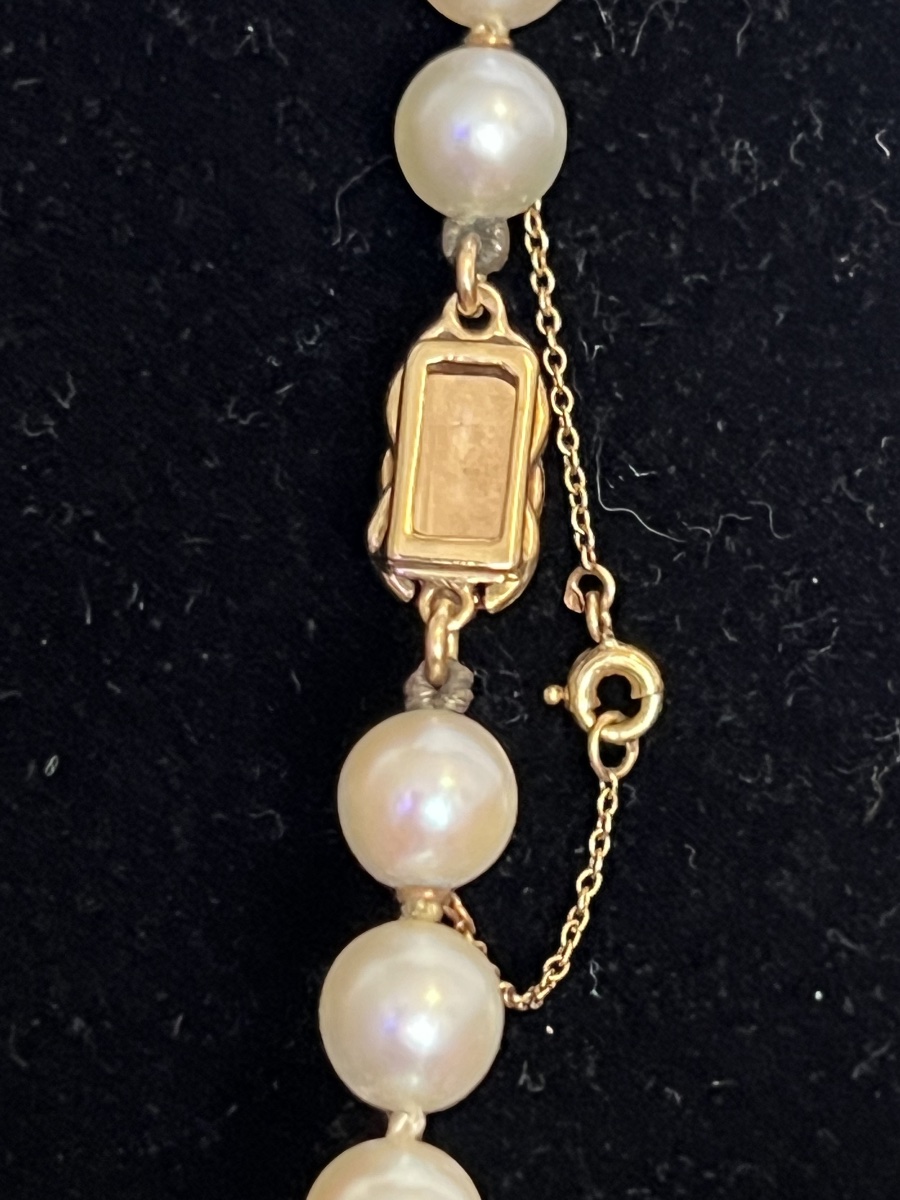 Collier choker 63 perles de culture fermoir or 18k et saphir 54,5 CM-photo-3