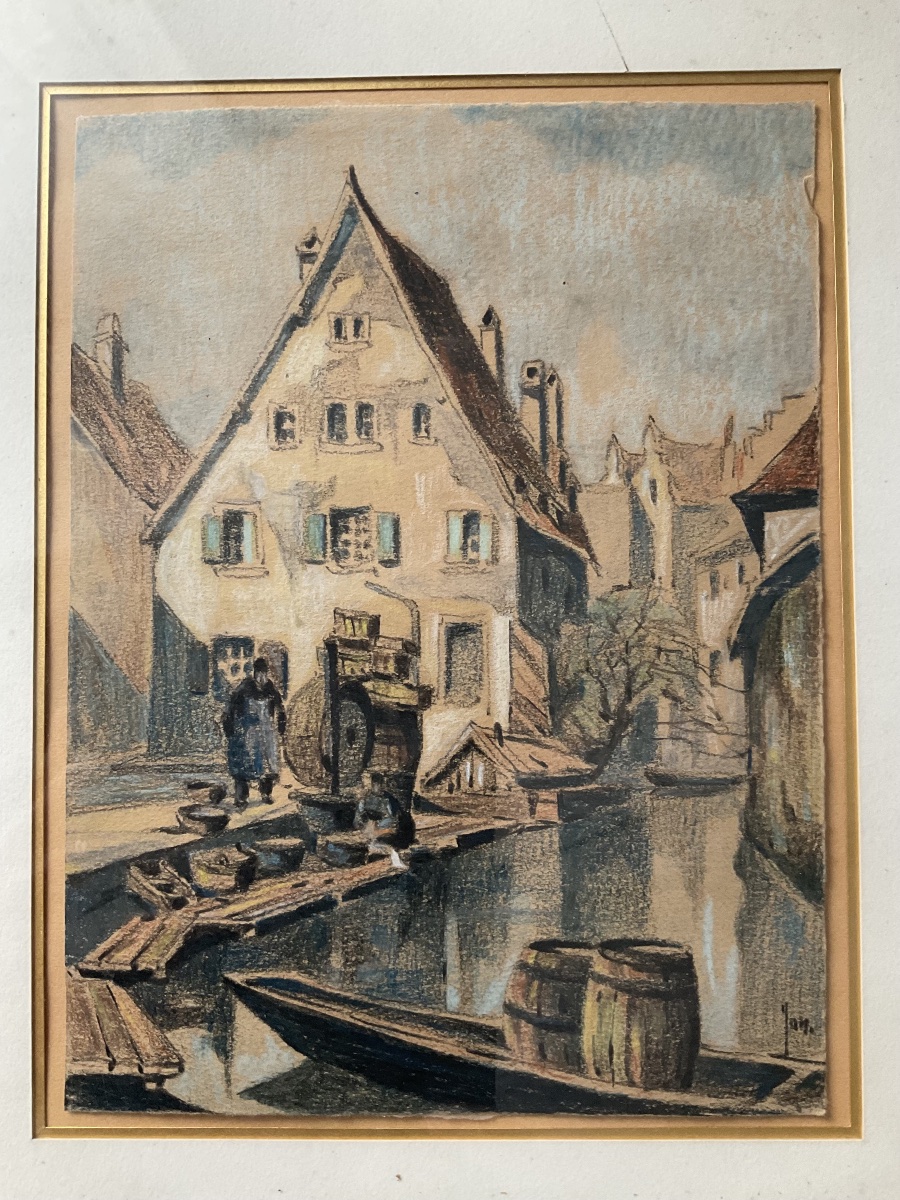 Pastel Drawing Of Quimper, Brittany, By Robert Yan-photo-4