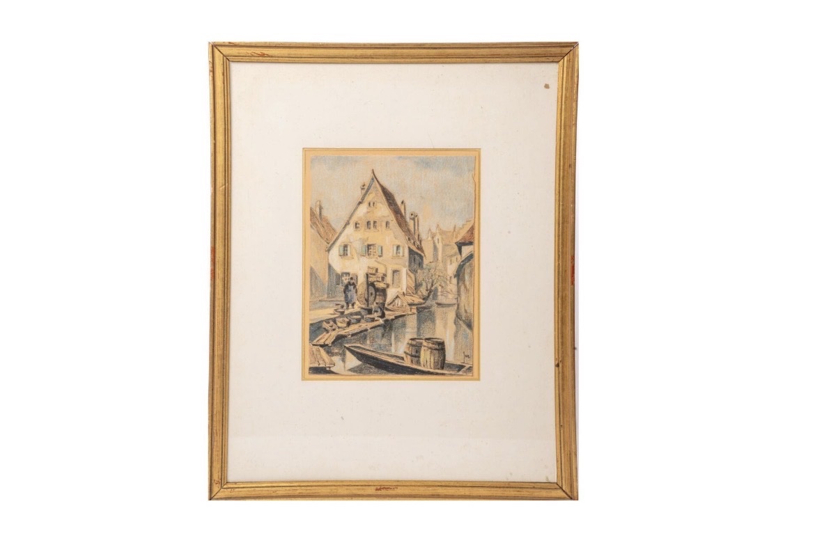 Pastel Drawing Of Quimper, Brittany, By Robert Yan