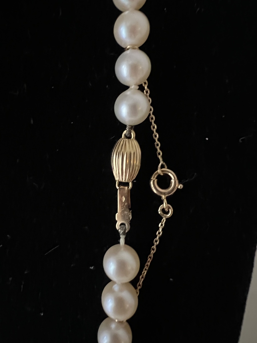 Collier choker 68 perles de culture fermoir or 18K 51,5 cm-photo-4