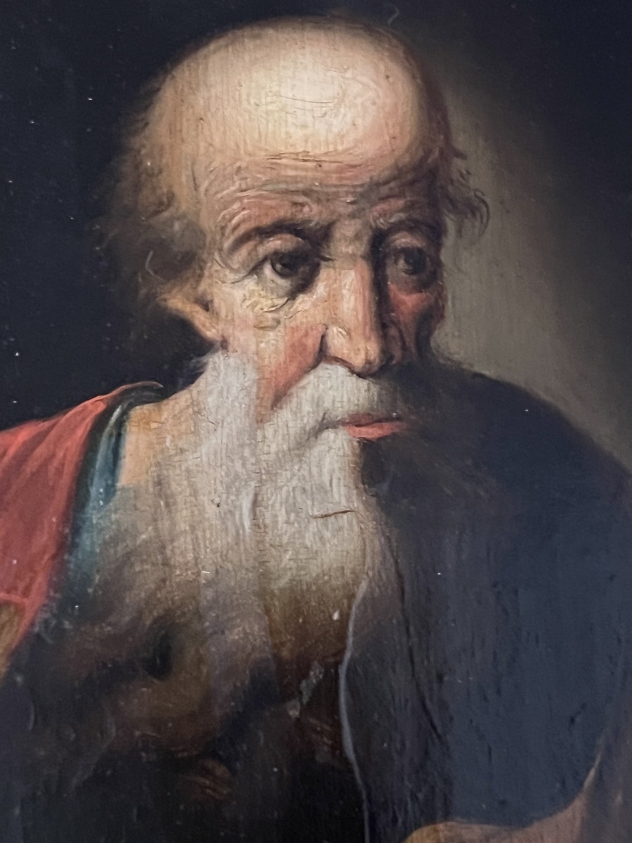 Huile sur panneau peinture portrait Christian Dietrich 18 eme siècle-photo-2