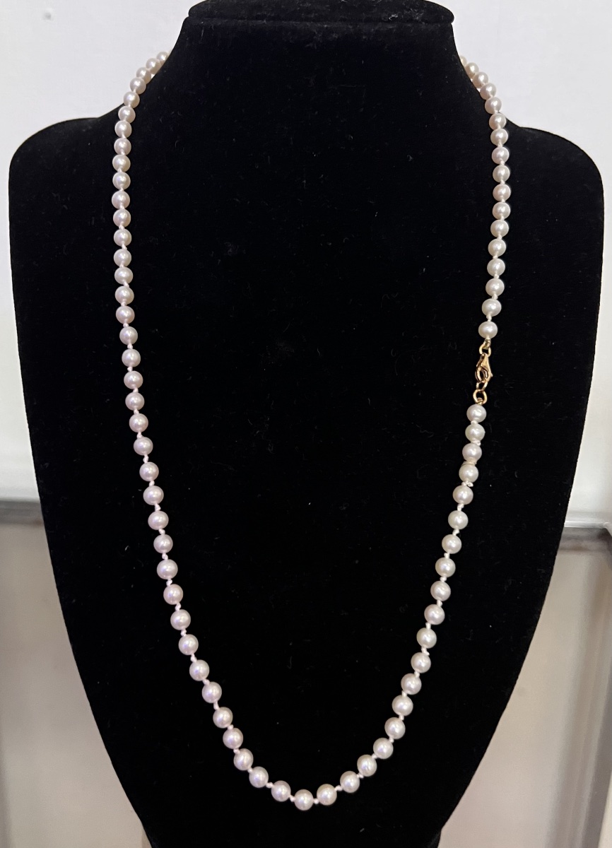 Collier choker 92 perles de culture fermoir or 18K 53 cm-photo-3