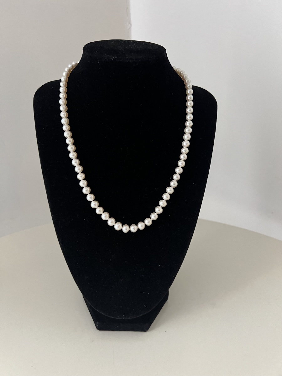 Collier choker 72 perles de culture  fermoir or 750°/°° 46 cm-photo-3
