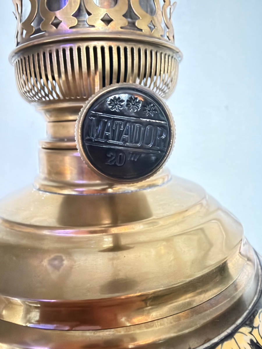 19th-century Gien Earthenware Kerosene Lamp-photo-2