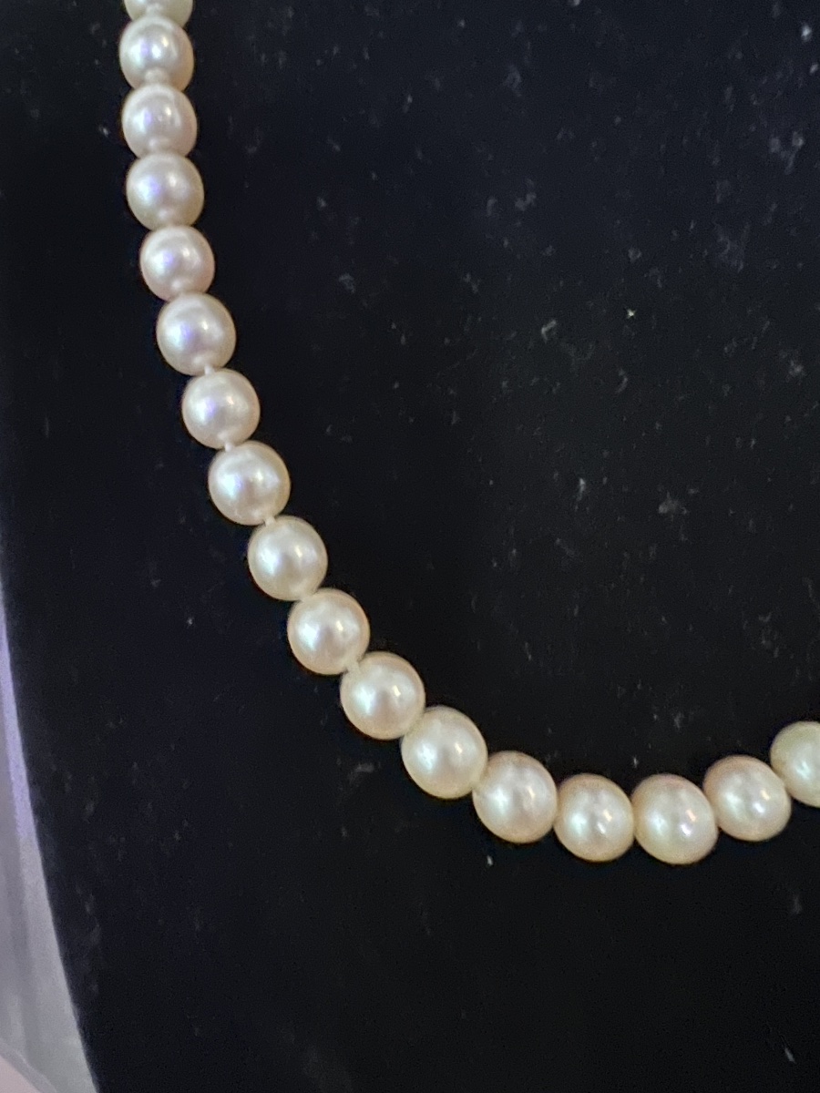 Collier choker 49 perles de culture AKOYA fermoir or 18K  43,5 cm-photo-2