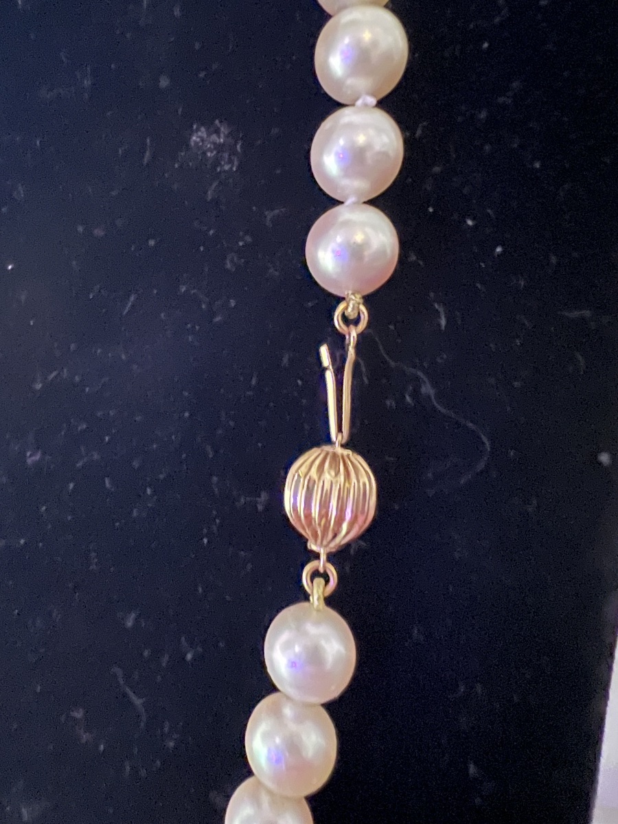 Collier choker 49 perles de culture AKOYA fermoir or 18K  43,5 cm-photo-1