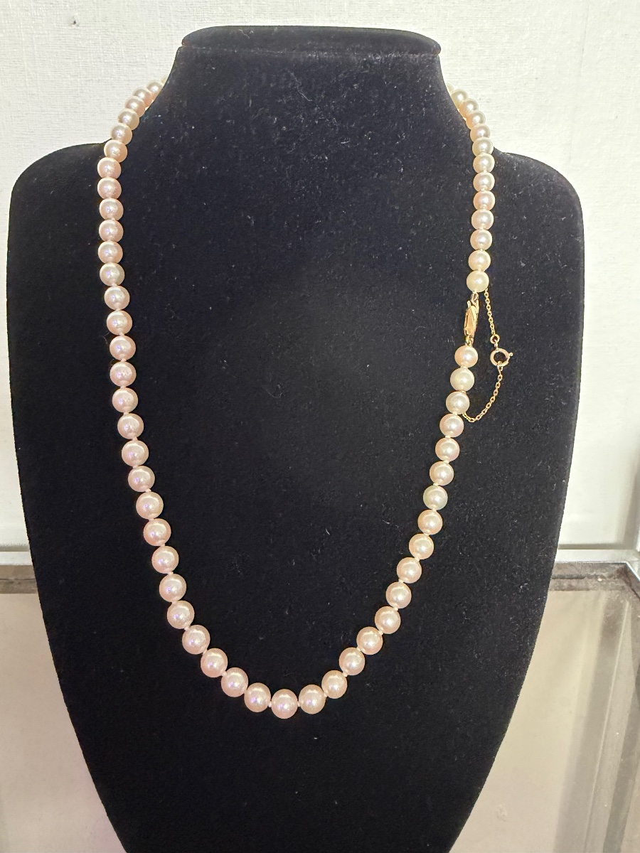 Collier choker 75 perles de culture AKOYA fermoir or 18K 47,5 cm-photo-3