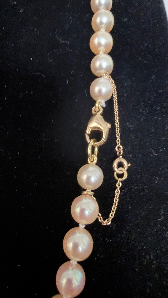 Collier choker 60 perles de culture akoya fermoir et chaîne en or 18K 46 cm-photo-2