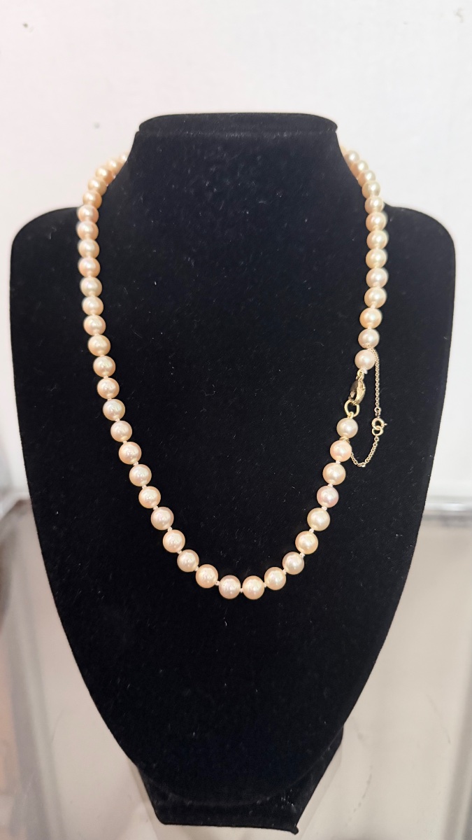 Collier choker 60 perles de culture akoya fermoir et chaîne en or 18K 46 cm-photo-3