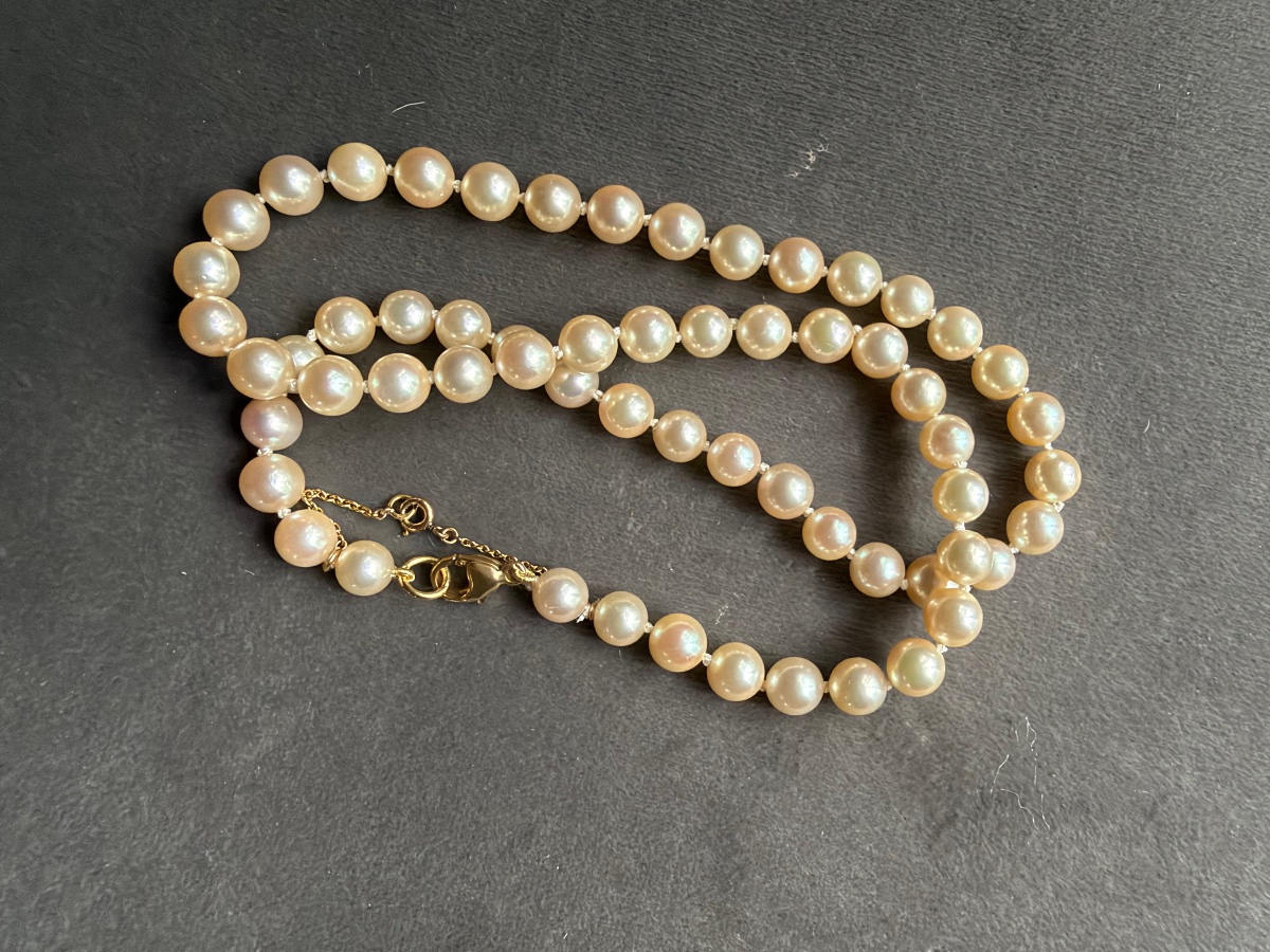 Collier choker 60 perles de culture akoya fermoir et chaîne en or 18K 46 cm-photo-4
