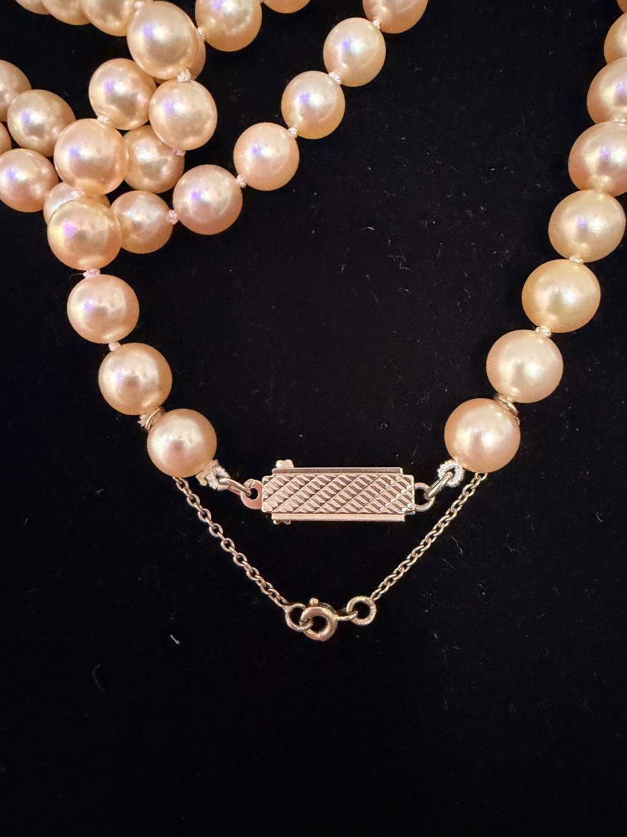 189-bead Akoya Cultured Pearl Necklace With 18k Gold Clasp, 140 Cm-photo-2