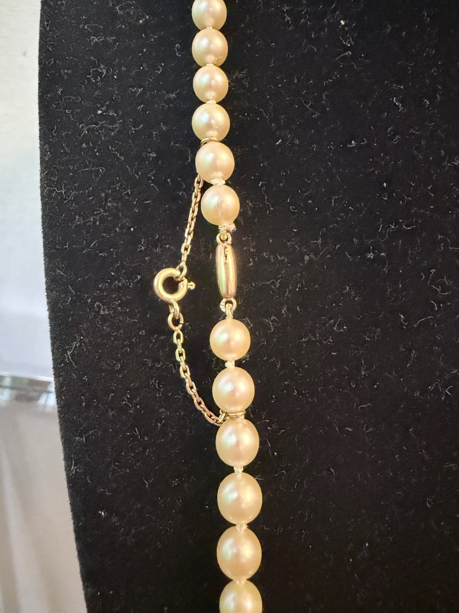 Choker Necklace With 84 Cultured Pearls, 18k Gold Clasp, 58 Cm-photo-4