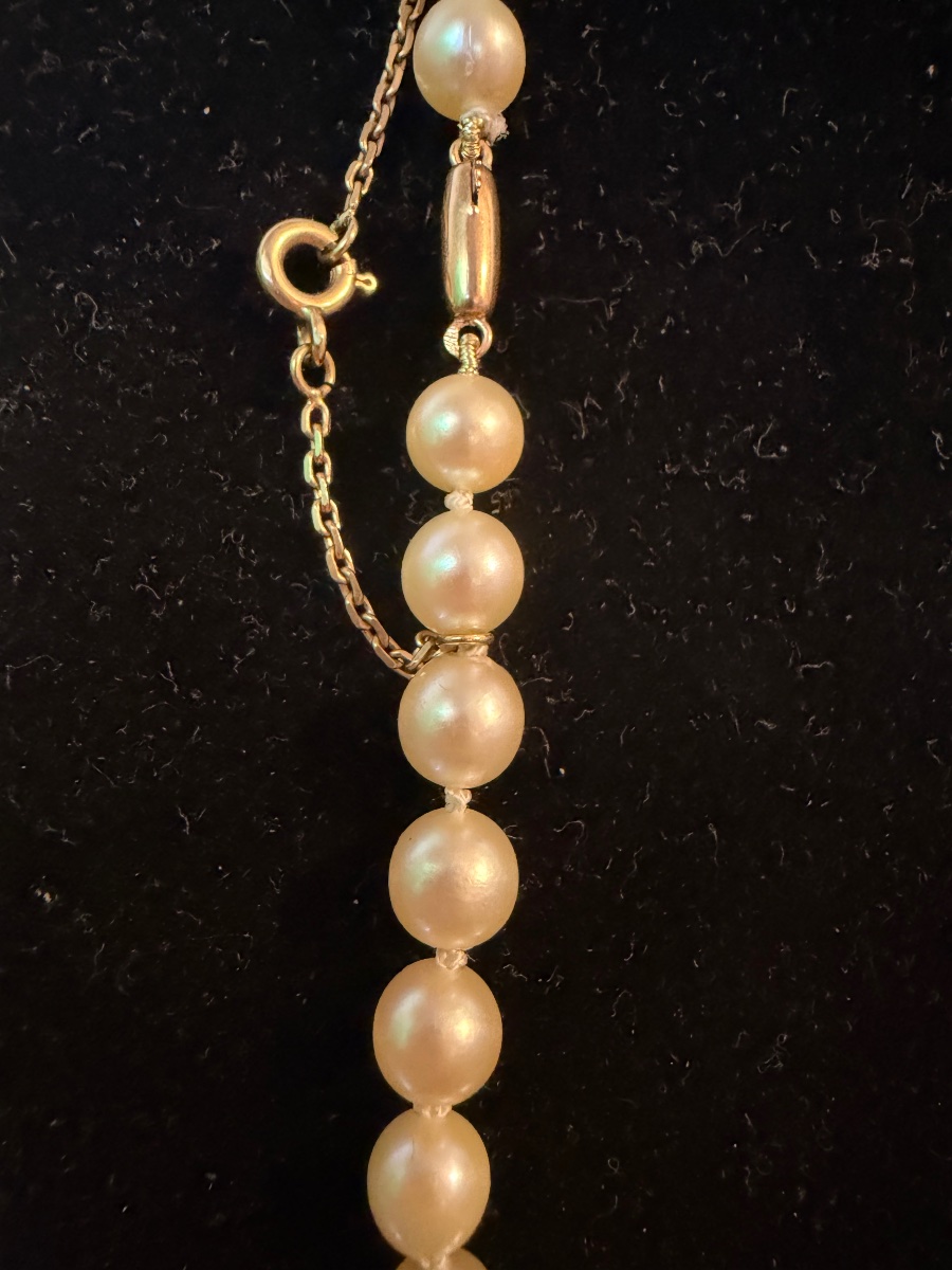 Choker Necklace With 84 Cultured Pearls, 18k Gold Clasp, 58 Cm-photo-1