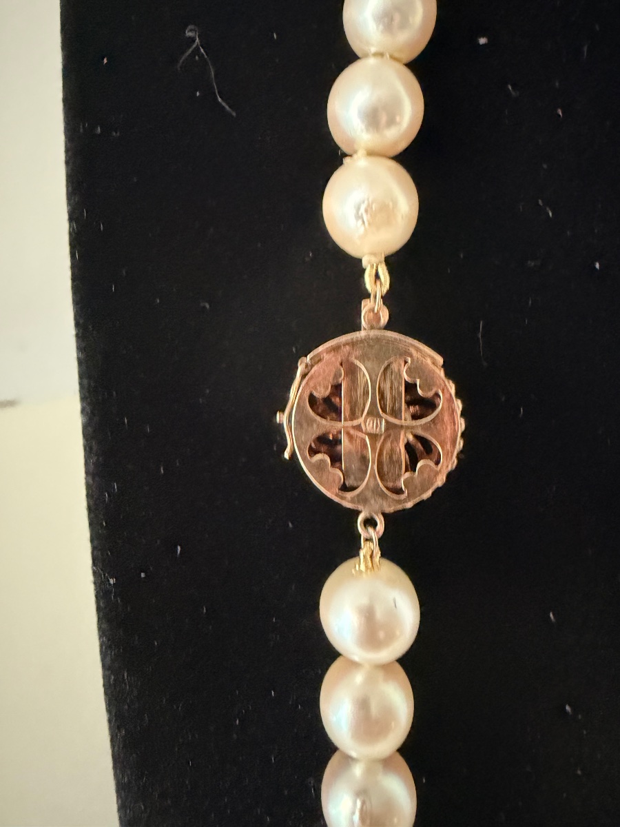 54-pearl Akoya Cultured Pearl Choker Necklace With Gold Clasp, 50.5 Cm-photo-4