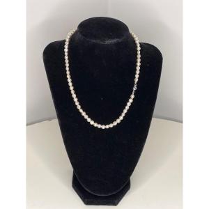 Cultured Pearl Necklace Silver Clasp 41.5 Cm Pb 15.86 Gr
