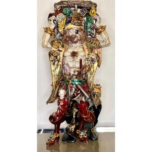 Spectacular Earthenware Statue The Pirate King Barbotine Italy E. Pattarino