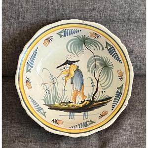 Grand Saladier Faïence Décor Au Chinois Ancy Le Franc 18 Eme Siecle