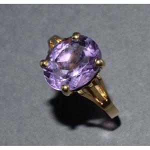 18k Yellow Gold And Amethyst Ring Td 51