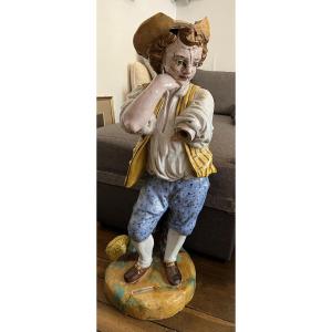 IMPORTANT PERSONNAGE SUJET 87 cm EN FAÏENCE DU CENTRE NEVERS NIVERNAIS FIN 18 EME SIECLE