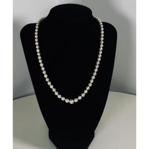 COLLIER 71 PERLES DE CULTURE FERMOIR OR 18 K 46,5 CM