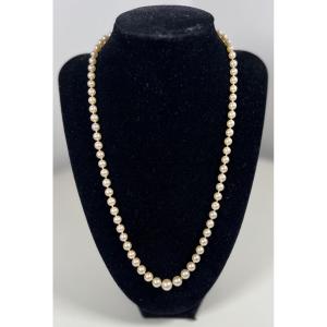 COLLIER 77 PERLES DE CULTURE BLANCHE FERMOIR ARGENT MASSIF 53 CM