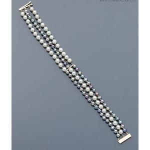 3 Row Bracelet Tahitian Pearls South Seas 18k Gold Clasp 19 Cm