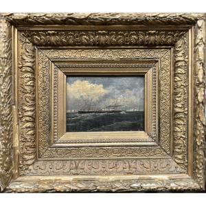 MARINE HUILE Sûr PANNEAU PEINTURE MARIOT FIN XIX EME SIECLE PAINTING