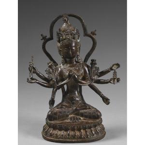 Sculpture statuette bronze 19 eme siècle Tibet bodhissattva