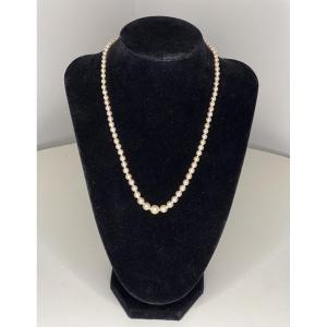 Necklace 85 Akoya Cultured Pearls Platinum Clasp And Diamonds 43 Cm