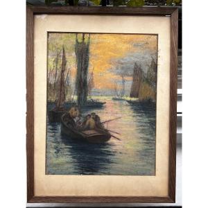 Fernand Legout-gérard Pastel Painting Brittany Seascape