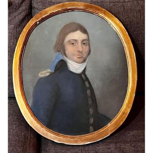 Pastel portrait de militaire peinture époque révolutionnaire fin 18 eme