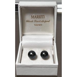 Paire De Boucles D’oreille Perles De Tahiti Monture Or 18k