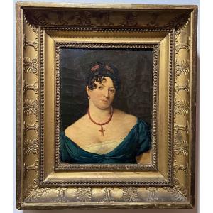Portrait Painting In The Elegant French Style, Early 19th Century, Oil On Canvas