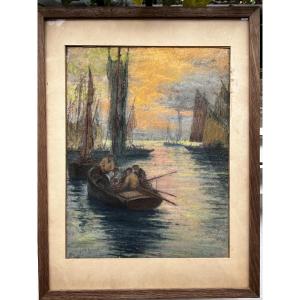 Fernand Legout-gérard, Pastel Painting, Brittany Seascape