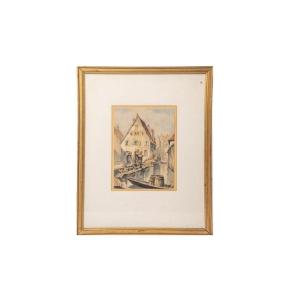 Pastel Drawing Of Quimper, Brittany, By Robert Yan