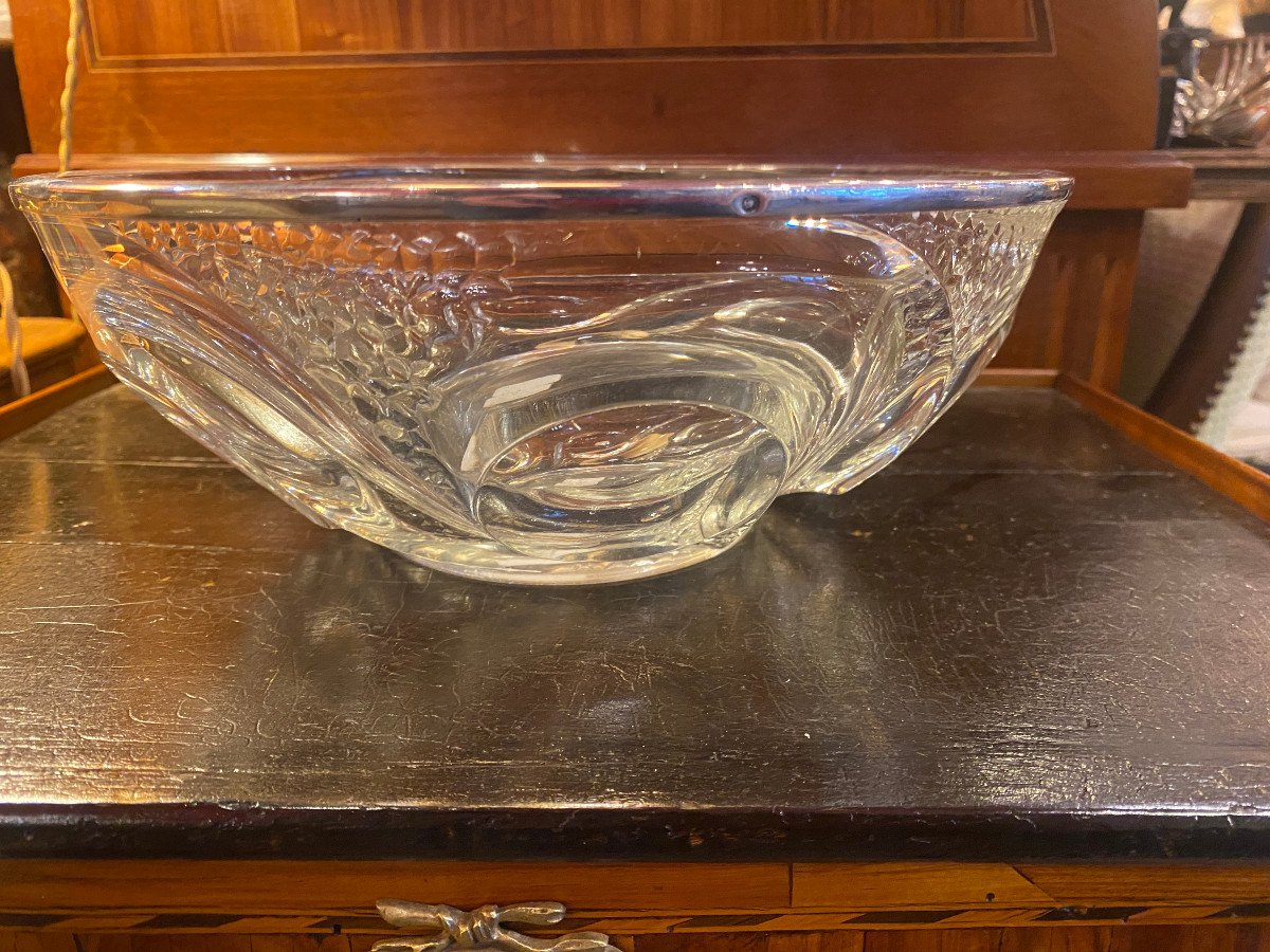 Coupe En Cristal Et Argent Massif Art Déco-photo-2